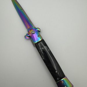 Black Marble Style Stiletto Pocket Knife